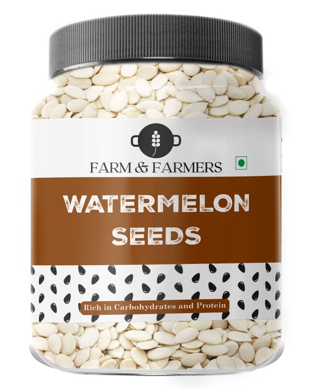 Farm & Farmers Raw Watermelon Seeds 500gm - Natural Watermelon Seeds for Eating High in Protein, Potassium, Magnesium & Iron Magaj Beej Tarbooj Seed for Energy