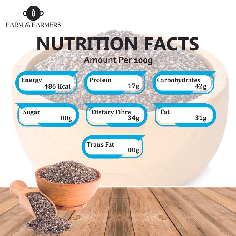 Farm & Farmers Combo of Healthy Organic Chia and Pumpkin Seeds Mix Superfoods for Eating Rich in Antioxidants Vitamins & Minerals (Chia Pumpkin Seeds - 250 Grams Each)