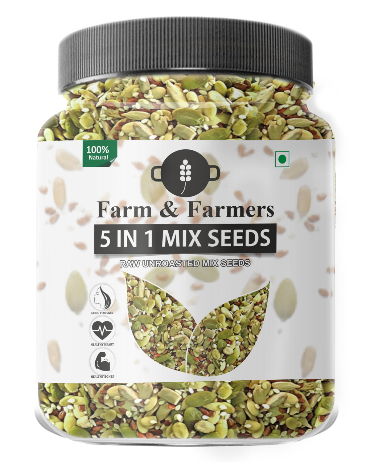 Organic Mixed Seeds Pack – 6 Super Seeds for Eating (Flax, Chia, Pumpkin, Sunflower Watermelon + 1 MIX SEEDS) 250gm Each | Rich in Antioxidants & Fiber