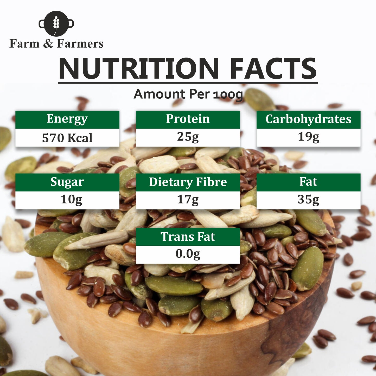 Organic Mixed Seeds Pack – 6 Super Seeds for Eating (Flax, Chia, Pumpkin, Sunflower Watermelon + 1 MIX SEEDS) 250gm Each | Rich in Antioxidants & Fiber