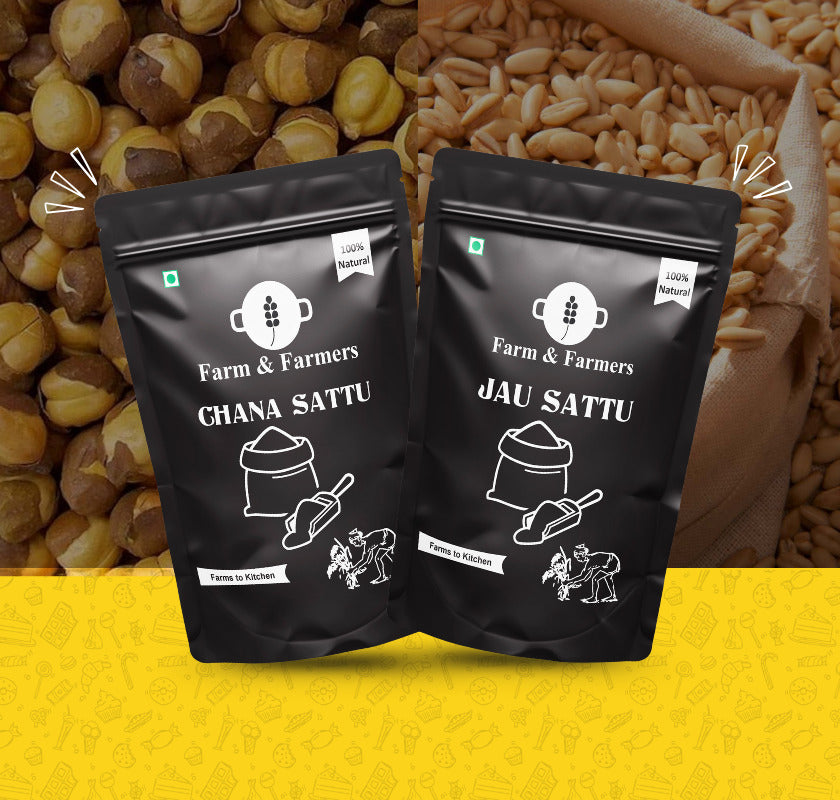 Desi Protein Pack: Jau Sattu & Chana Sattu Combo (500gm & 1 kg Each)