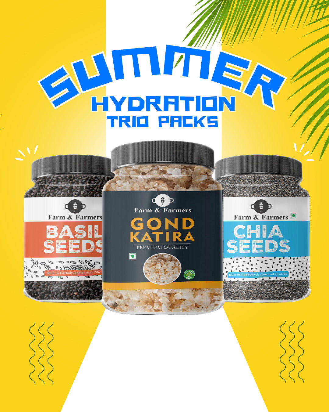 Summer Hydration Trio Packs (Pack of 3 Chia Seeds, Basil Seeds, Gond Katira)