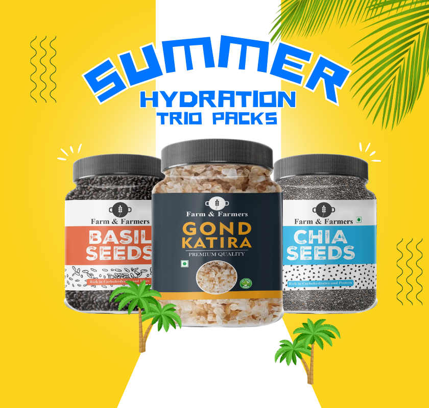 Summer Hydration Trio Packs (Pack of 3 Chia Seeds, Basil Seeds, Gond Katira)