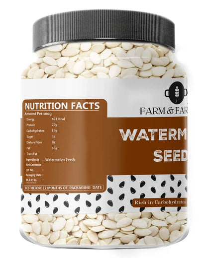 Farm & Farmers Raw Watermelon Seeds 500gm - Natural Watermelon Seeds for Eating High in Protein, Potassium, Magnesium & Iron Magaj Beej Tarbooj Seed for Energy