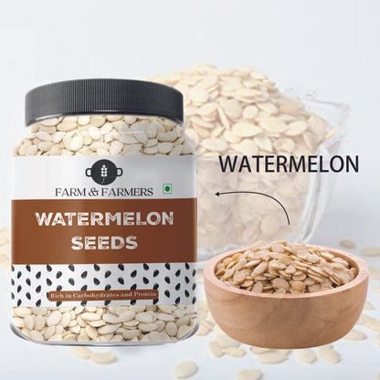 Farm & Farmers Raw Watermelon Seeds 500gm - Natural Watermelon Seeds for Eating High in Protein, Potassium, Magnesium & Iron Magaj Beej Tarbooj Seed for Energy