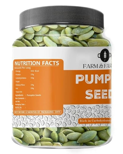 Farm & Farmers Raw Pumpkin Seeds 250Gm - Unroasted Pumpkin Seed Rich in Protein and AAA Grade Pumpkin Seeds | Source of Iron & Zinc | High Protein Fiber Rich Superfood Snack