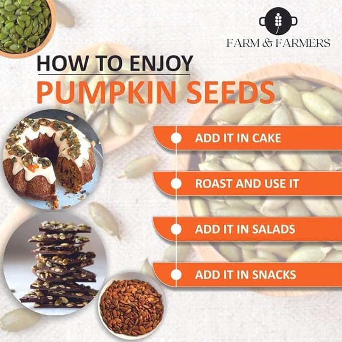 Farm & Farmers Raw Pumpkin Seeds 250Gm - Unroasted Pumpkin Seed Rich in Protein and AAA Grade Pumpkin Seeds | Source of Iron & Zinc | High Protein Fiber Rich Superfood Snack