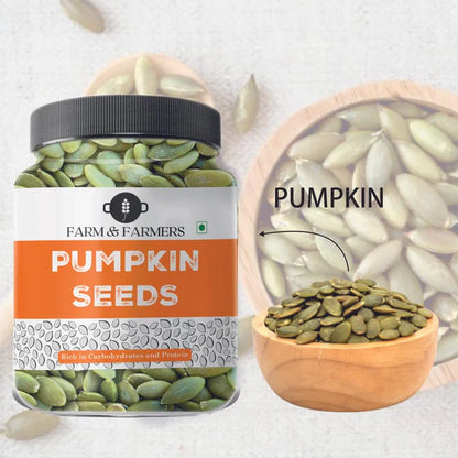Farm & Farmers Raw Pumpkin Seeds 250Gm - Unroasted Pumpkin Seed Rich in Protein and AAA Grade Pumpkin Seeds | Source of Iron & Zinc | High Protein Fiber Rich Superfood Snack