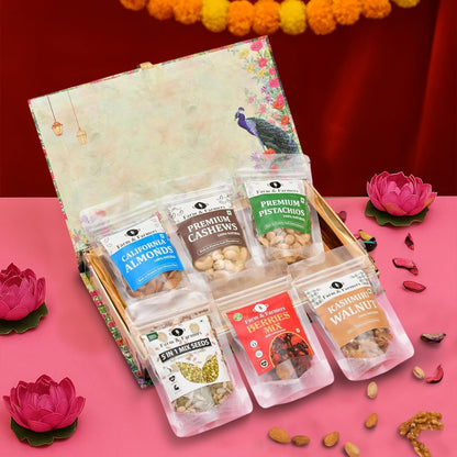 Farm & Farmers Premium Dry Fruit Gift Hamper – Diwali & Corporate Festive Gift Box (Pack of 6 x 80g) | Healthy Assorted Nuts & Dry Fruits