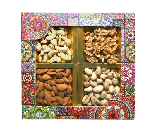 Farm & Farmers Almond, Cashew, Wallnut & Pista Dry Fruit Gift Hamper Pack Set Gift Box for Diwali | Dry Fruits Gifting Boxes | Festivals & Other Gifting Ocassion (450gm, Pack of 1)