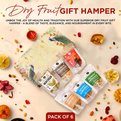 Farm & Farmers Premium Dry Fruit Gift Hamper – Diwali & Corporate Festive Gift Box (Pack of 6 x 80g) | Healthy Assorted Nuts & Dry Fruits