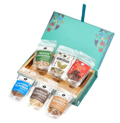 Farm & Farmers Premium Dry Fruit Gift Hamper – Healthy Diwali & Corporate Gift Box (Pack of 6 x 80g) | Assorted Dry Fruits & Nuts for Festive Gifting