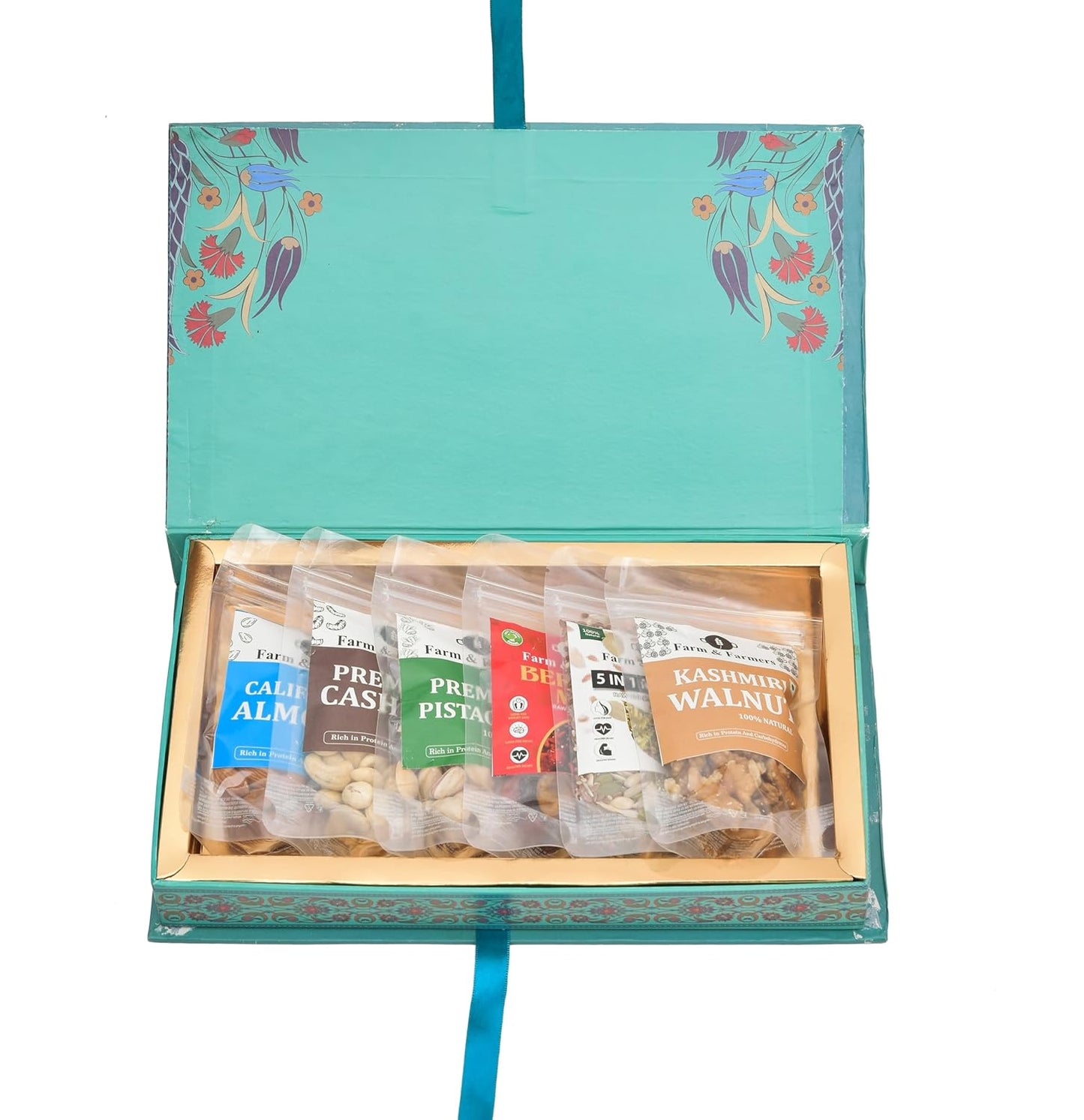 Farm & Farmers Premium Dry Fruit Gift Hamper – Healthy Diwali & Corporate Gift Box (Pack of 6 x 80g) | Assorted Dry Fruits & Nuts for Festive Gifting