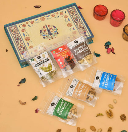 Farm & Farmers Premium Dry Fruit Gift Hamper – Healthy Diwali & Corporate Gift Box (Pack of 6 x 80g) | Assorted Dry Fruits & Nuts for Festive Gifting