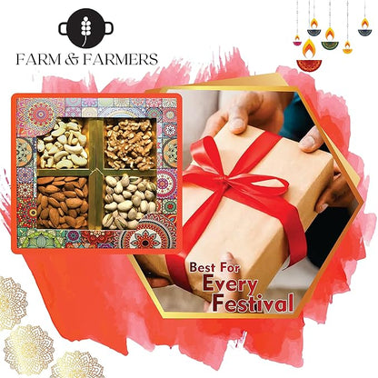 Combo of Dry Fruits Roli Chawal & Rakhi - Mix Nuts  Gifts with Kumkum ChawalAlmond Cashew Pista 100gm Each Walnut(50gm)