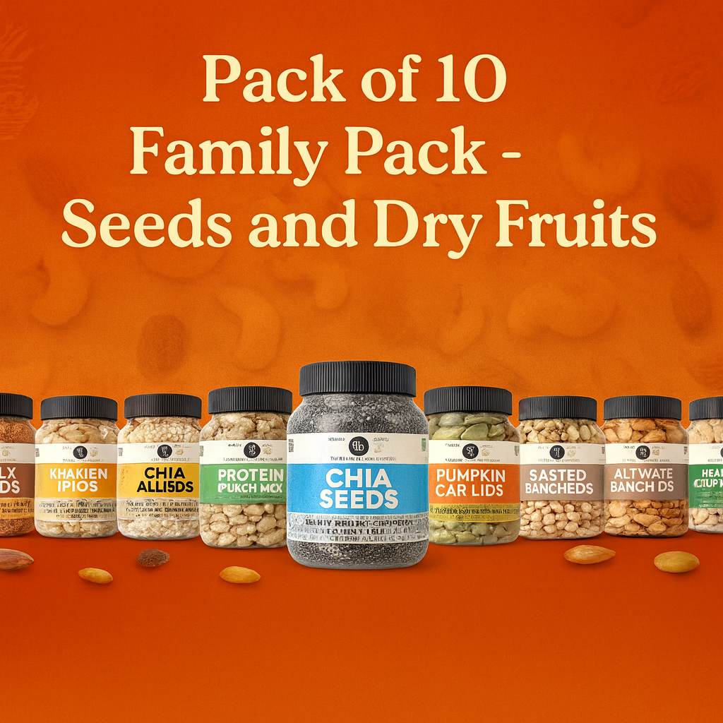 10 ka SAHARA – Premium Navratri Fasting Pack | 10 Jars of Seeds & Dry Fruits (100g / 250g Each)