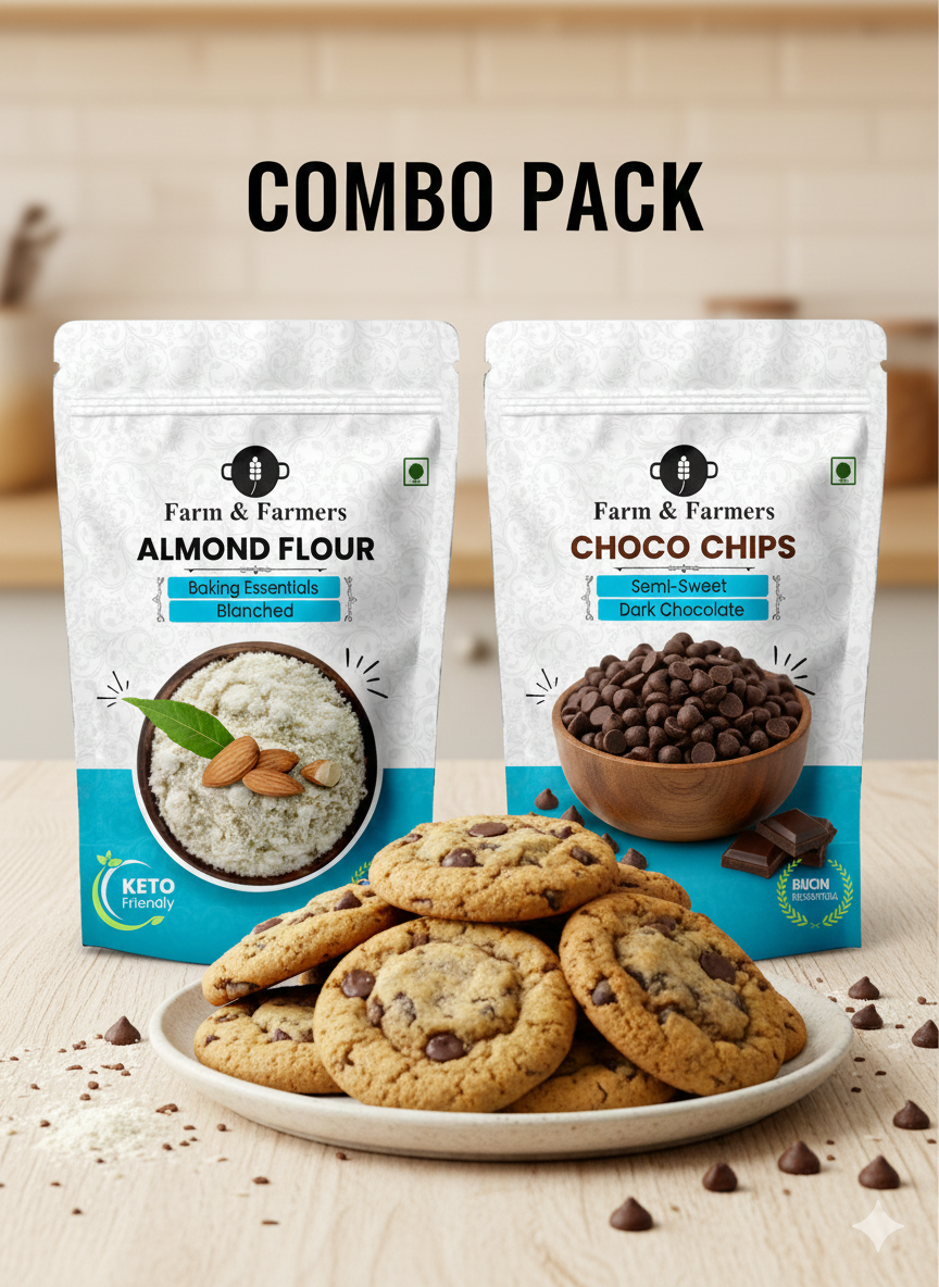 Farm & Farmers Gluten-Free Almond Flour (250g/500g/1kg) + Vegan Dark Choco Chips (200g) Combo