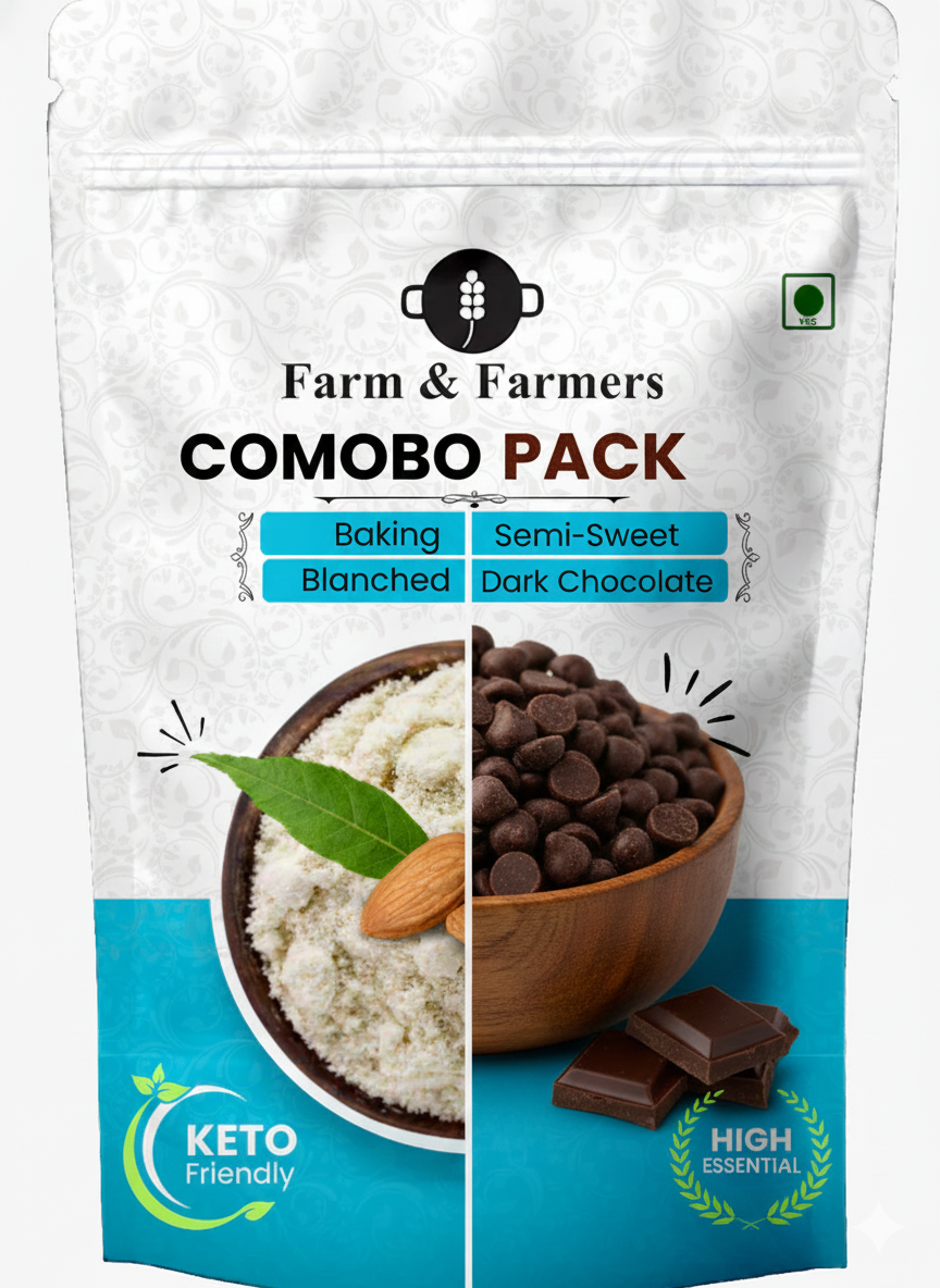 Farm & Farmers Gluten-Free Almond Flour (250g/500g/1kg) + Vegan Dark Choco Chips (200g) Combo